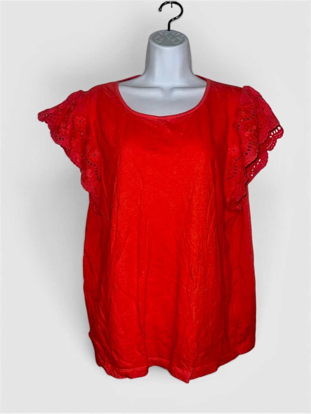 J. Crew Orange Eyelet Flutter-Sleeve Top SZ 2X